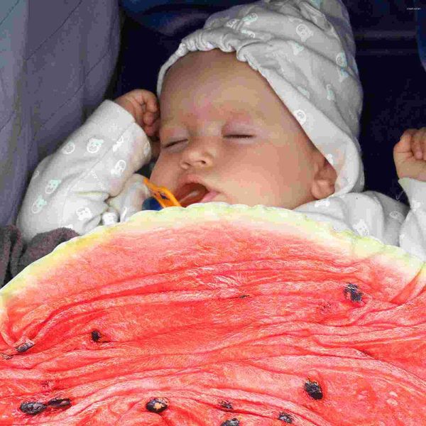 Dekens Baby Inbakeren Hoed Watermeloen Afdrukken Wraps Flanel Ontvangen Baby Bloemen Geboren Kind
