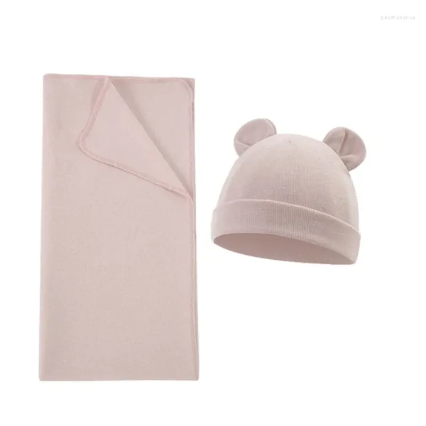 Couvertures Couverture pour bébé Couverture Bonnet Chapeau Né Swaddling Coton Sac de couchage Infantile Chapeaux neutres