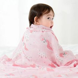 Couvertures bambou fibre bébé gaze enveloppe des nourrissons serviettes imprimant les enfants serviette de bain à double couche caricature née caricature 120 cm