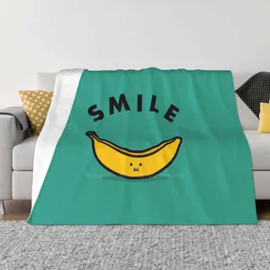 Couvertures Banana Print Nouveauté Mode Couverture douce et chaude Fruit Face Cute Funny Smile