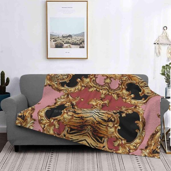 Mantas de inspiración barroca con estampado Animal de lujo dorado decorativo diseño europeo de alta calidad cómoda cama sofá suave manta