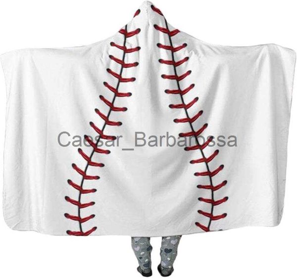 Mantas Diseño de béisbol Manta con capucha de gran tamaño Manta de sherpa gruesa Abrigo Capa cálida Capa con capucha Pashmina para adultos Adolescentes y niños x0711