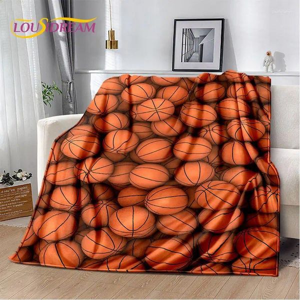 Mantas Baloncesto Arte de la caricatura Strush Plush Maneta Flanela Para sala de estar dormitorio Cama Sofá Picnic Cover Bettdecke