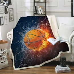Couvertures lit de basket-ball épais Double couche en peluche couverture imprimée en 3D jette pour canapé brûlant voyage Camping