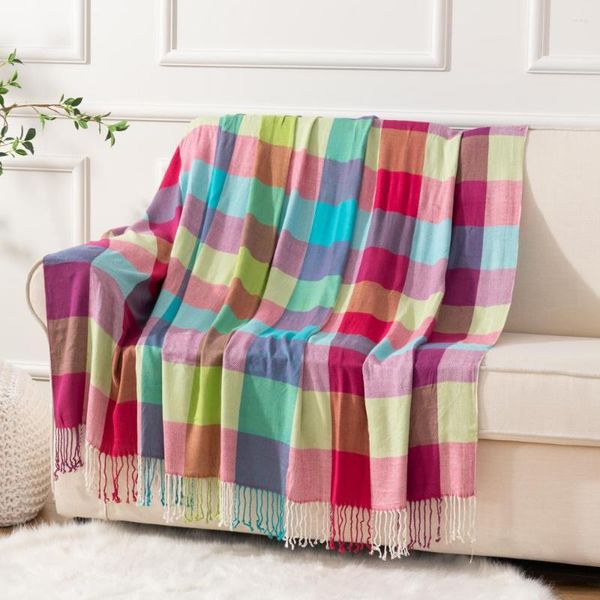 Mantas Battilo Bamboo Multicolor Plaid manta ligera tela antibacteriana saludable Anti-UV mantas para sofá