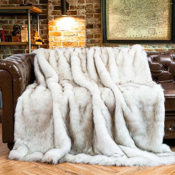 Couvertures Battilo Battière en fausse fourrure pour lit Décor de luxe Blanke Super doux hiver chaud
