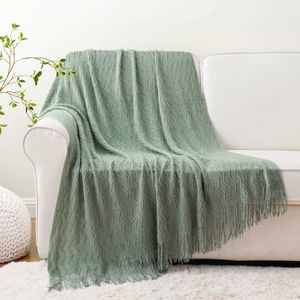 Dekens battilo groene gebreide gooi deken voor sofa super zachte beddekens met kwastje herfst decor gooi deken 50 x 60