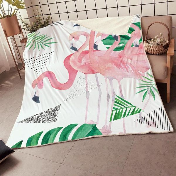 Mantas Ropa de cama 3d Flamingo para camas Tropical Rain Forest Felpa Manta para dormir Adultos Niños Single Double Fleece