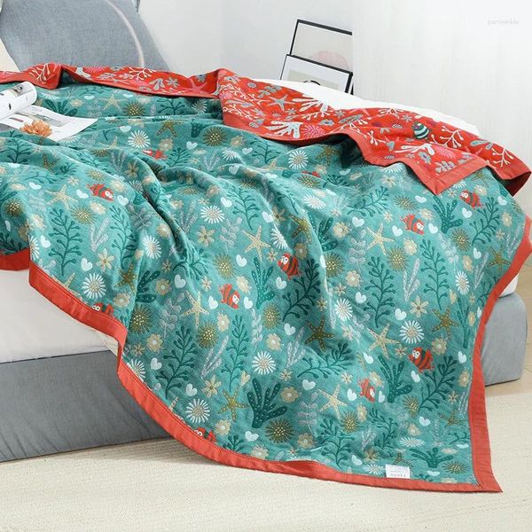 Couvertures de lit à carreaux, couverture en gaze de coton, décor Boho, serviette de canapé, couette d'été Cool, couvre-lit de loisirs Kawaii