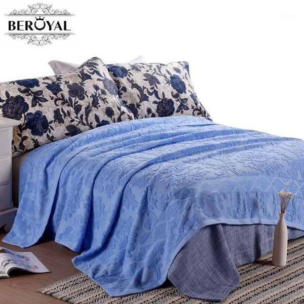 Mantas Beroyal Brand Throw Blanket - 1PC 100% Algodón Floral Adulto Primavera/Otoño Sofá Cobertor 200x220cm