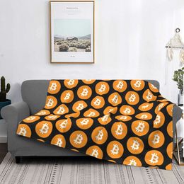 Couvertures Bitcoin Gold Geek Flanelle Couverture Cryptocurrency Blockchain Creative Throw Couvertures pour Canapé Literie Salon 125 * 100 cm 230329