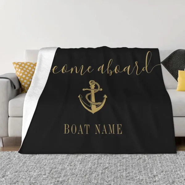 Couvertures Black and Gold Anchor Fleece Textile Decor Cartoon Collage Collage multifonction Couverture de jet chaud pour les couchés du canapé à la maison