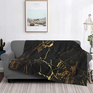 Couvertures noir et or marbre Texture velours printemps automne Style nordique Super doux jeter couverture pour canapé voyage couvre-lits