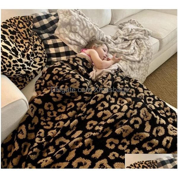 Mantas Estampado de leopardo en blanco y negro Cama gordita de gama alta Sofá Cama Manta Cómodo Viaje a casa Conveniente inventario al por mayor D Dhruk