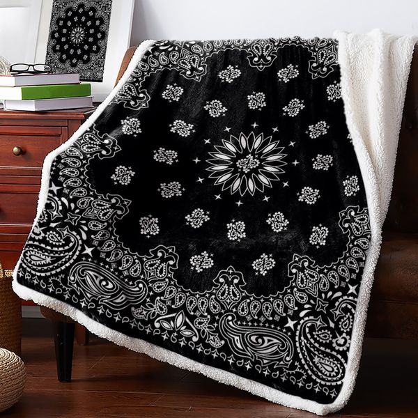 Couvertures Bandana noir, couverture chaude en cachemire pour lit et bureau, couvre-lit en laine, 230919