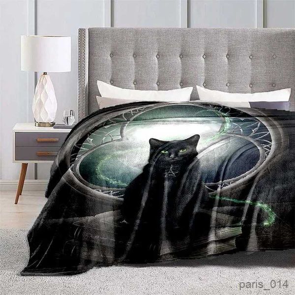 Couvertures couverture noire couvre-lit en peluche pour lit canapé polaire flanelle animaux imprimer couvertures douce chaude mince couette