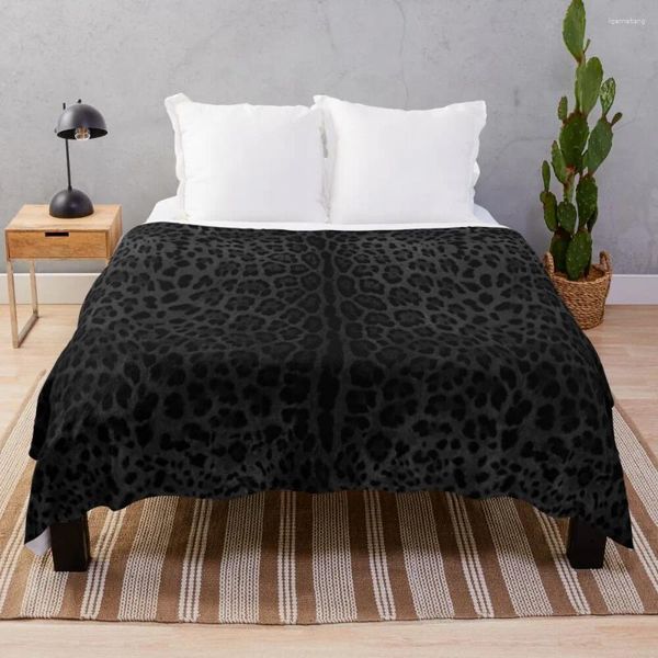 Couvertures Couverture de peau d'impression de léopard noir Couverture de grands canapés lourds