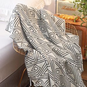 Dekens zwart wit grijs geknakte deken Dubbele zijkant Stitch Sofa Throw Cover Beds Spread Casual Single Couple Shawl