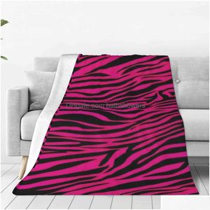 Dekens deken gotische roze zebrastrepen Veet zomer airconditioning mtifunctie zachte worp voor sofa auto pluche dunne dh19f