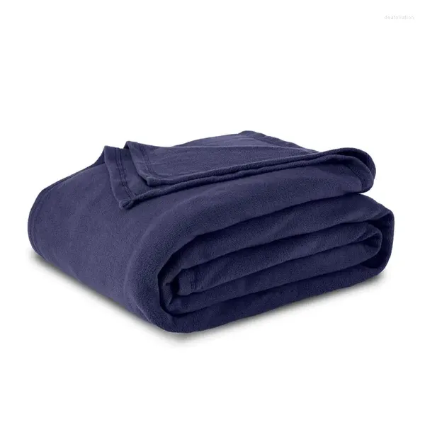 Mantas Manta King Size - Cama de lana para todas las estaciones, cálida, ligera, súper suave, antiestática, color azul marino El