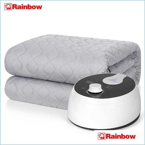 Couvertures Couverture Arc-en-ciel Double Eau Chauffée Électrique Matelas Coton Tissu Sous Hiver Télécommande Écran Tactile Y2209 Drop Del Dhiwn