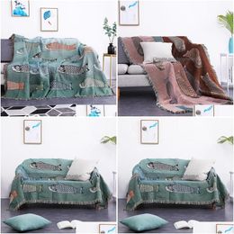 Couvertures couvertures textiles ville ins moderne simple koi poisson motif canapé serviette à la maison jet de la poussière de tapis doux confortable 230809 drop dhwci