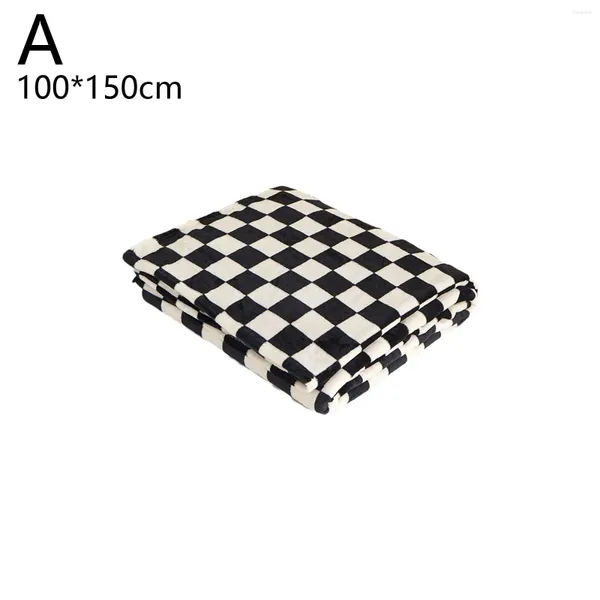 Couvertures couverture jet de flanelle à carreaux noirs blanc flou pour canapé lit peluche peluche microfibre Blanke t3z6