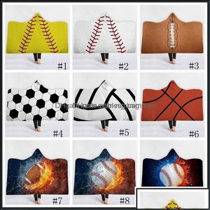 Couvertures Couvertures Textiles de maison Jardin 18Style Baseball Couverture Football Football Softball À Capuchon 3D Imprimé Enfants Adts Plu Otklu