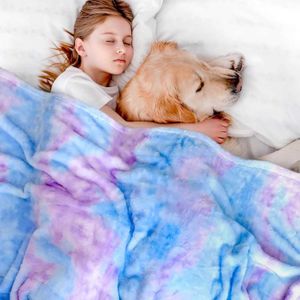 Dekens dekens polyerter fuzzy soft fleece blauw paarse gooi deken gezellige zachte warme worp deken voor bed