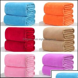 Decken Decken Warme Flanell Fleece Weiche Feste Tagesdecke Plüsch Winter Sommer Überwurf Decke Für Bett Sofa 44 V2 Drop Lieferung 2021 H Dh8Fh