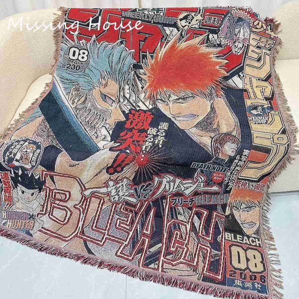 Couvertures Bleach Anime Jeter Serviette Couverture Tapisserie Couvre-lit Camp En Plein Air Serviettes De Plage Canapé Chaise Couverture Tapis Tapis Gland HKD230922