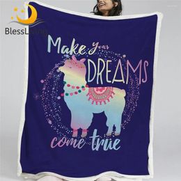 Couvertures Blessliving Llama Kids For Lits alpaca Soft Couverture magique personnalisée Animal mignon Sherpa Fleece 150x200cm