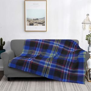 Dekens blauw zwart gele plaid deken tartan Schots patroon super zachte gezellige pluche microvezel luchtig