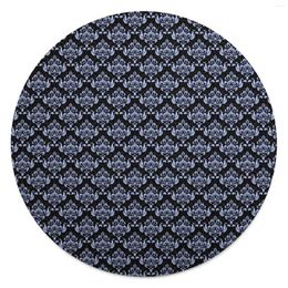Couvertures bleues damasques rondes rondes rétro à imprimé de voyage de voyage de voyage jet de chaise chaude douce canapé de chaise de lit personnalisée cadeau d'anniversaire