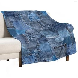 Dekens Blue Denim Jeans Pocket patchwork gooi deken pluizige zachte sofa