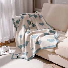 Couvertures couvertures tricotées de coeur bleu rectangular moderne inspirant mignon canapé-lit d'hiver chaud midi sieste pour la maison et le bureau