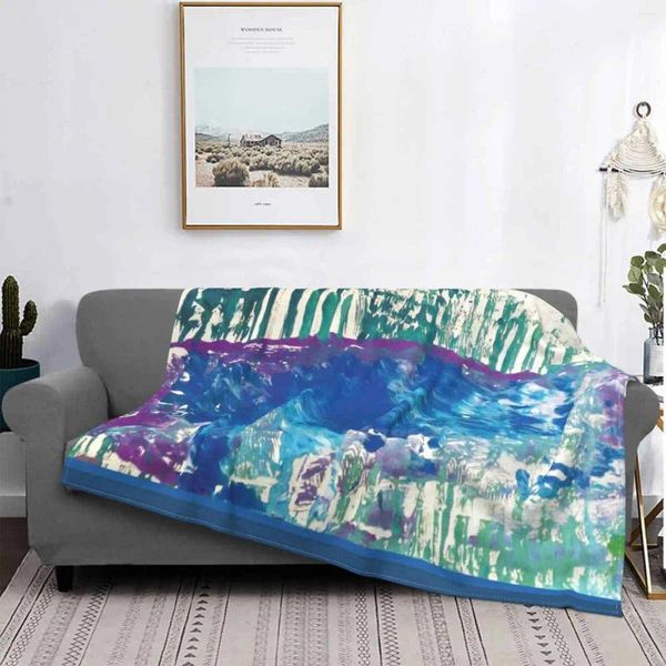 Couvertures bleues Stream-by Riley Trend Style Fashion Fashion Soft Throw Soft Treat Landscape Abstract Painting Tempera