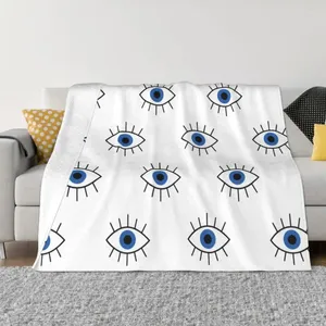 Dekens Blauw Turks Boze Oog Deken 3D Geprint Flanel Fleece Warm Nazar Amulet Boho Gooi Voor Auto Slaapkamer Bank Spreien