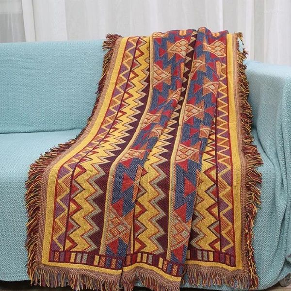 Couvertures de coton coton en tricot de style bohême Cover Géométrique Jacquard Cover de couverture pour décor de salon