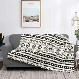 Couvertures Boho Aztec Noir sur crème Motifs mélangés Couverture Flanelle Décoration Super Chaud Jeter pour lit Canapé Peluche Mince Quilt294E