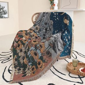 Dekens Boheemian Throwd Deken voor bed vrijetijdsbandafdekking met kwastje handdoek woonkamer decor tapijt geometrisch abstract tapijtbloembloem