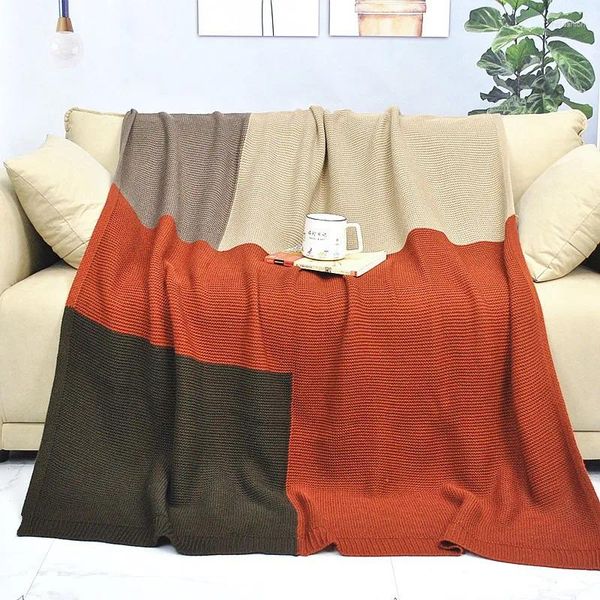 Mantas Boho Nodic Colcha para cama Manta de invierno Tumbona a cuadros Edredón de viaje