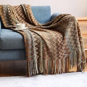 Couvertures Boho Sofa Bed Cover Nordic Summer Office Office Office Air Climatisation Tapestry Scencover Decor Geométrie