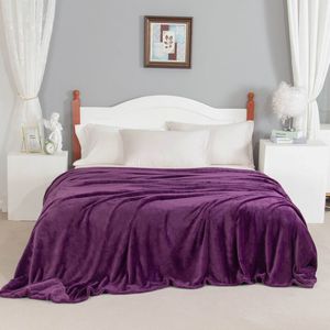Dekens bonenjoy deken voor bedden paarse kleur 300GSM koraal fleece plaids voor sofa zachte warme, kingsize kingsize dekens 230x250cm 230320