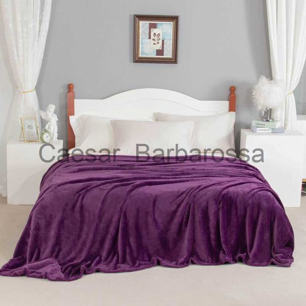 Mantas Bonenjoy Manta para camas Color púrpura 300GSM Coral Fleece Plaids para sofá Colcha suave y cálida King Size Mantas 230x250cm x0711