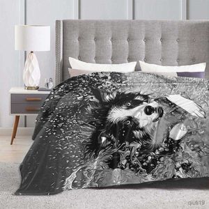 Couvertures Border Collie Running In The Water Fleece Throw Blanket Fuzzy Warm Throw Blanket pour Bed Sofa Couch House Warm Decor Gifts Idea R230819