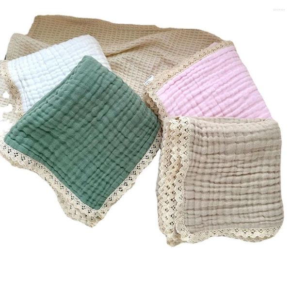 Mantas Born Baby Boys Girls Toalla de baño Muslin Swaddle Manta de 6 capas Encaje Langer Algodón Recibir Swaddling