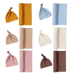 Couvertures née Baby Cotton Swaddle Wrap serviette avec chapeau de bande 2pcs / Set For Girls Boys Pographie Gift Gift 5 juillet 22