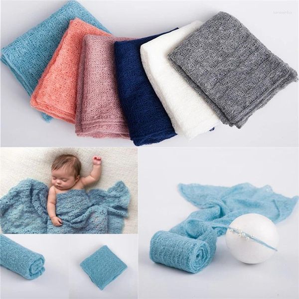 Couvertures née Baby Pographie accessoires en tricot tissu creux de belle couverture de swaddle pour PO 136x41cm