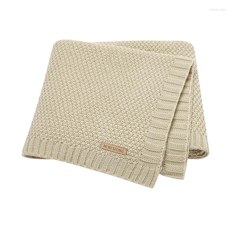 Dekens geboren baby swaddle wrap ademende gebreide baby jongens meisjes wieg cellulair 100 80 cm peuter gooi ontvangende quiltmat